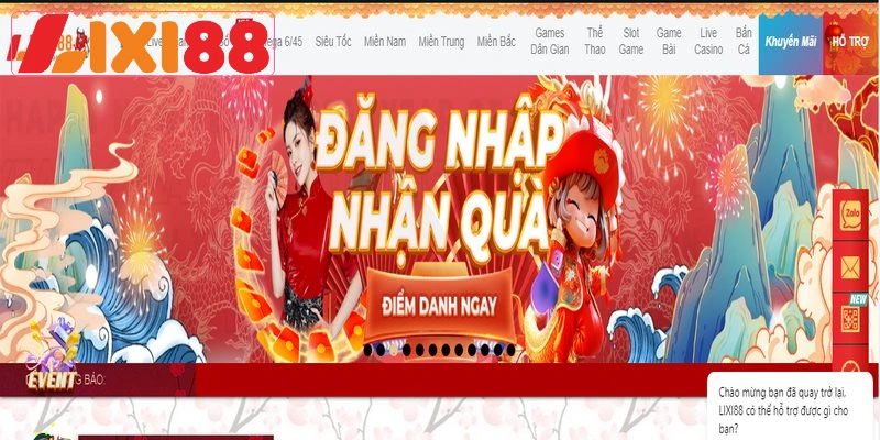 Khuyến mãi điểm danh nhận quà tại Lixi88